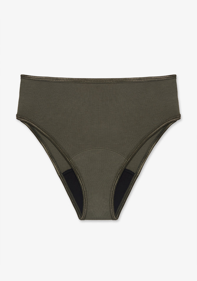 Olive High Waisted Period Pant - Super Heavy Absorbency