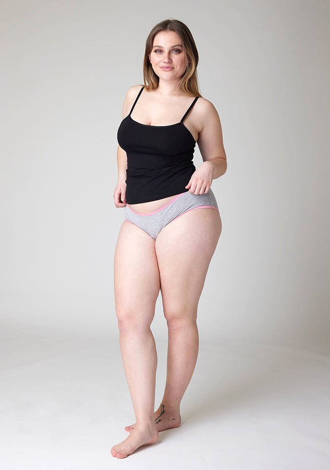 Grey Hipster Brief Period Pant - Light to Moderate Absorbency